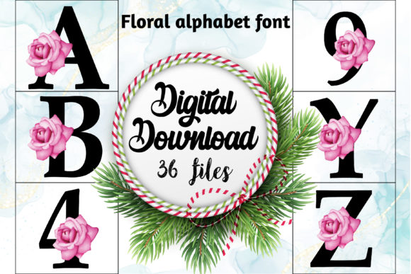 Download Floral Alphabet Font Set - Font set Collection