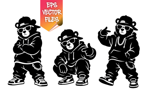 Download Hip Hop Bear Mascot Vector Pack - Hip Collection