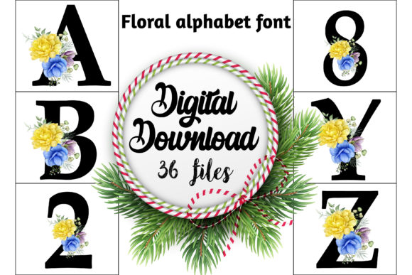 Download Floral Alphabet Font Set - Font set Collection