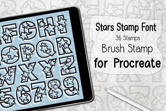 Download Stars Stamp Font ‪Procreate Brush Stamp‬ - Premium Resources