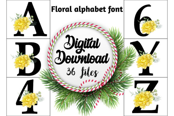 Download Floral Alphabet Font Set - Font set Collection
